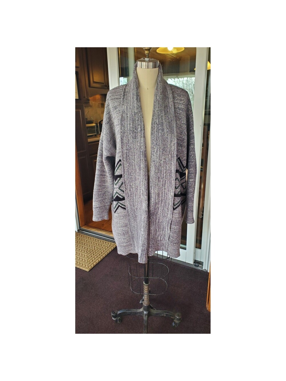 Sunday in Brooklyn Marled Grey Open Front Cardigan Sweater Womens Large